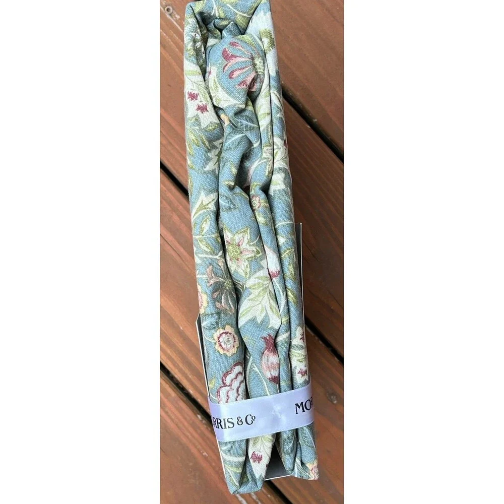 MORRIS & Co Wilhelmina 100% Cotton Tablecloth 90” ROUND Green Floral New